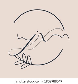 Initial  logo Handwriting floral and botanical vector