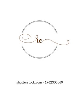 RE Initial Logo Handwriting template letter illustration