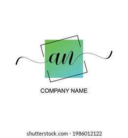 AN Initial logo handwriting typographic template