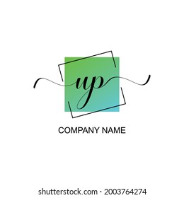 UP Initial logo handwriting typographic template
