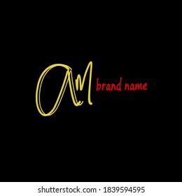 Initial am logo handwriting vector
