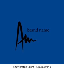 Initial Am logo handwriting vector