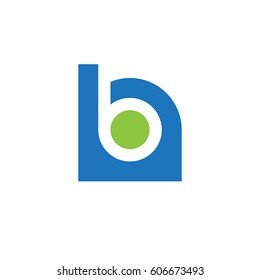 initial logo hb, bh, b inside h rounded letter negative space logo blue green
