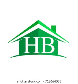 initial logo HB with house icon and green color, business logo and property developer.