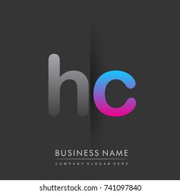 initial logo HC lowercase letter colored grey and blue, pink, creative logotype concept, modern and simple logo design, logo design concept for business and corporate identity.