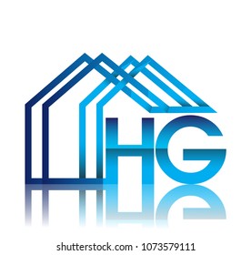 initial logo HG with house icon, business logo and property developer.