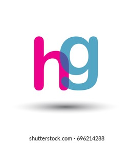 initial logo HG lowercase letter, blue and pink overlap transparent logo, modern and simple logo design.