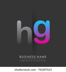 initial logo HG lowercase letter colored grey and blue, pink, creative logotype concept, modern and simple logo design, logo design concept for business and corporate identity.