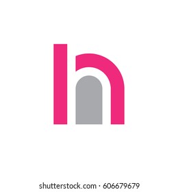 initial logo hh, h inside h rounded letter negative space logo pink gray
