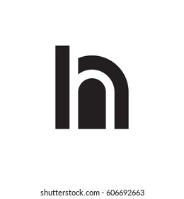 initial logo hh, h inside h rounded letter negative space logo black