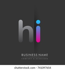 initial logo HI lowercase letter colored grey and blue, pink, creative logotype concept, modern and simple logo design, logo design concept for business and corporate identity.