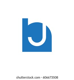 initial logo hj, jh, j inside h rounded letter negative space logo blue