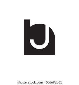 initial logo hj, jh, j inside h rounded letter negative space logo black