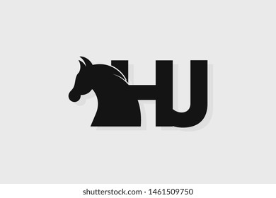Initial logo HJ letter with stallion head. The combination of letters H and J is black
