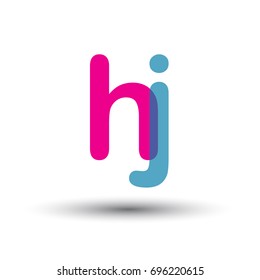initial logo HJ lowercase letter, blue and pink overlap transparent logo, modern and simple logo design.