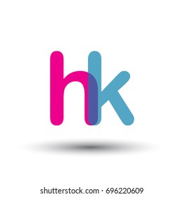 initial logo HK lowercase letter, blue and pink overlap transparent logo, modern and simple logo design.