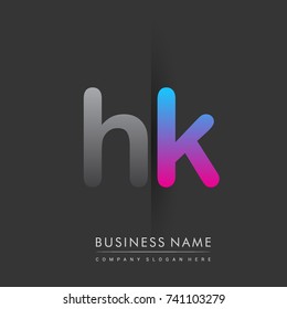 initial logo HK lowercase letter colored grey and blue, pink, creative logotype concept, modern and simple logo design, logo design concept for business and corporate identity.
