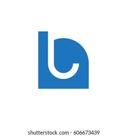 initial logo hl, lh, l inside h rounded letter negative space logo blue