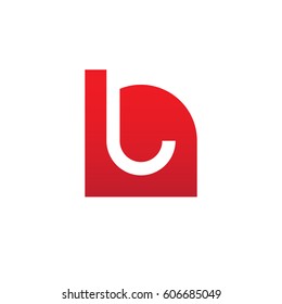 initial logo hl, lh, l inside h rounded letter negative space logo red gray