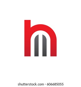 initial logo hm, mh, m inside h rounded letter negative space logo red gray