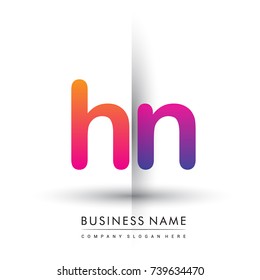 initial logo HN lowercase letter, orange and magenta creative logotype concept, modern and simple logo design