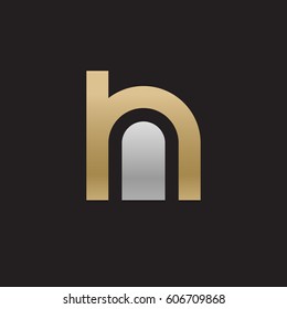 initial logo hn, nh, n inside h rounded letter negative space logo gold silver