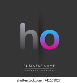 initial logo HO lowercase letter colored grey and blue, pink, creative logotype concept, modern and simple logo design, logo design concept for business and corporate identity.