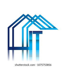 initial logo IT with house icon, business logo and property developer.
