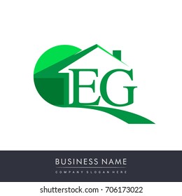 initial logo EG with house icon, business logo and property developer.