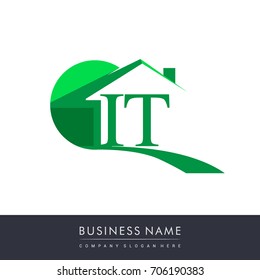 initial logo IT with house icon, business logo and property developer.