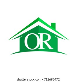 initial logo OR with house icon and green color, business logo and property developer.