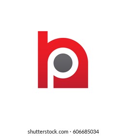 initial logo hp, ph, p inside h rounded letter negative space logo red gray