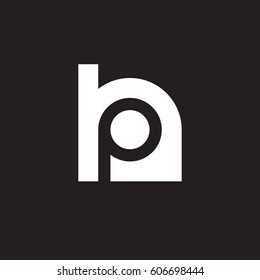 initial logo hp, ph, p inside h rounded letter negative space logo white black background