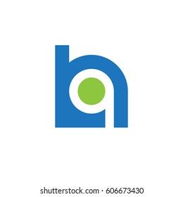 initial logo hq, qh, q inside h rounded letter negative space logo blue green