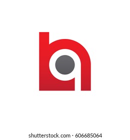 initial logo hq, qh, q inside h rounded letter negative space logo red gray
