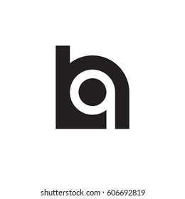 initial logo hq, qh, q inside h rounded letter negative space logo black