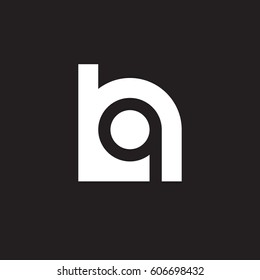 initial logo hq, qh, q inside h rounded letter negative space logo white black background