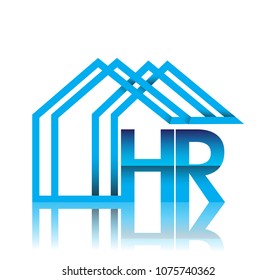 initial logo HR with house icon, business logo and property developer.