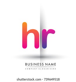 initial logo HR lowercase letter, orange and magenta creative logotype concept, modern and simple logo design.