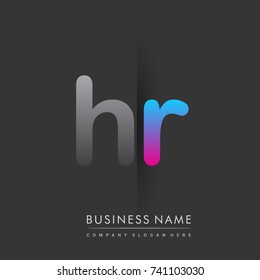 initial logo HR lowercase letter colored grey and blue, pink, creative logotype concept, modern and simple logo design, logo design concept for business and corporate identity.