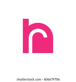initial logo hr, rh, r inside h rounded letter negative space logo pink