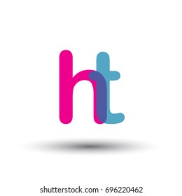 initial logo HT lowercase letter, blue and pink overlap transparent logo, modern and simple logo design.