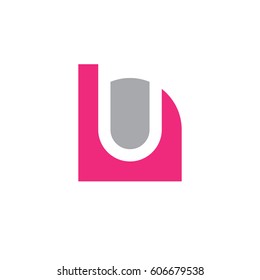 initial logo hu, uh, u inside h rounded letter negative space logo pink gray
