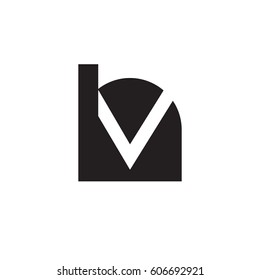initial logo hv, vh, v inside h rounded letter negative space logo black