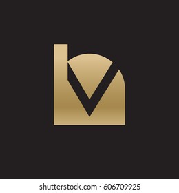 initial logo hv, vh, v inside h rounded letter negative space logo gold