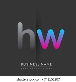 initial logo HW lowercase letter colored grey and blue, pink, creative logotype concept, modern and simple logo design, logo design concept for business and corporate identity.