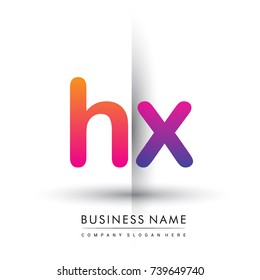 initial logo HX lowercase letter, orange and magenta creative logotype concept, modern and simple logo design.