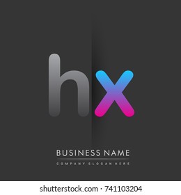 initial logo HX lowercase letter colored grey and blue, pink, creative logotype concept, modern and simple logo design, logo design concept for business and corporate identity.