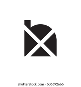 initial logo hx, xh, x inside h rounded letter negative space logo black