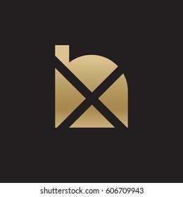 initial logo hx, xh, x inside h rounded letter negative space logo gold